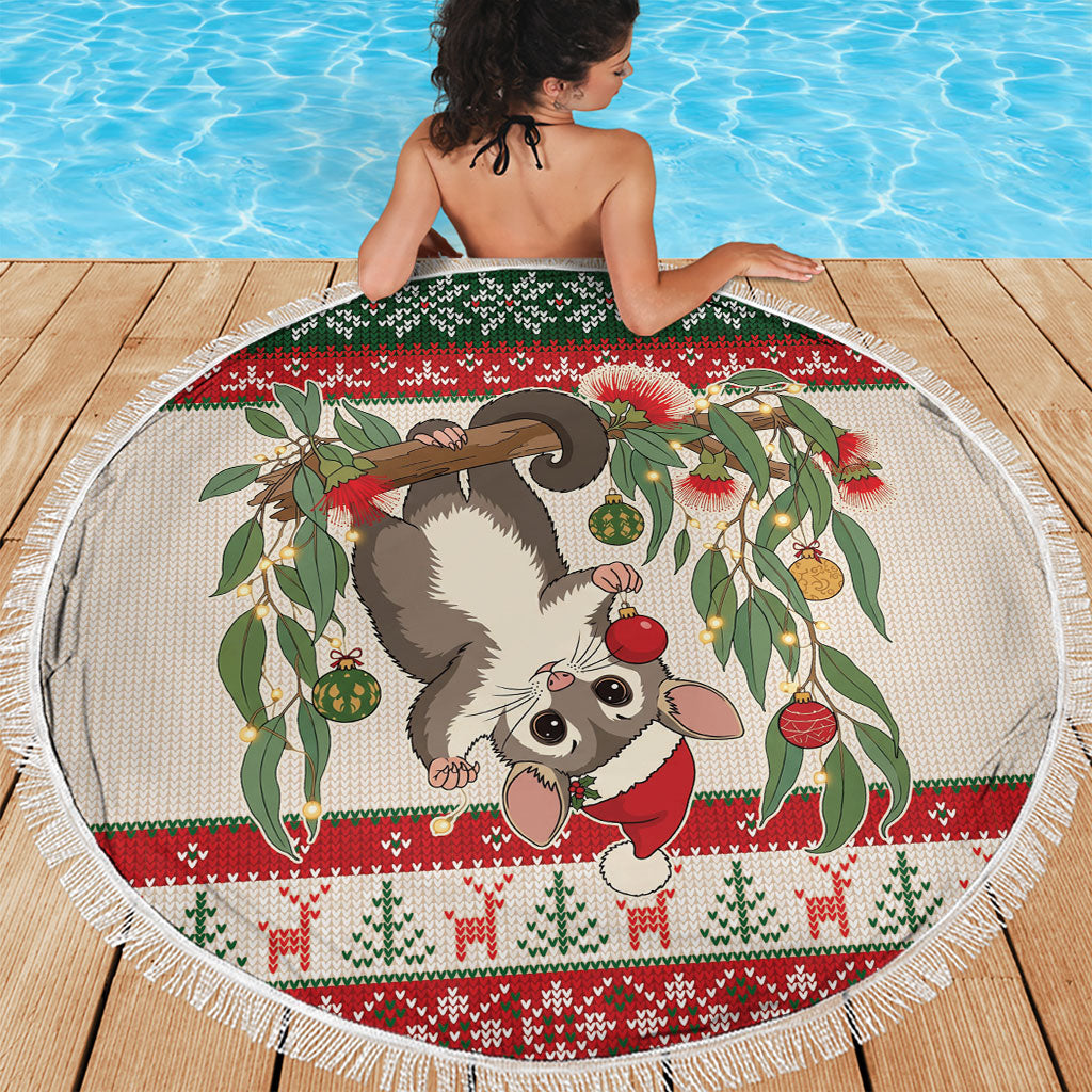 Aussie Sugar Glider Christmas Beach Blanket Festive Knitted Pattern Inspired