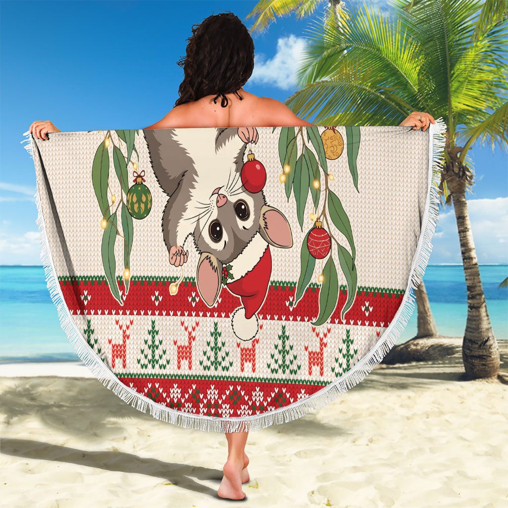 Aussie Sugar Glider Christmas Beach Blanket Festive Knitted Pattern Inspired