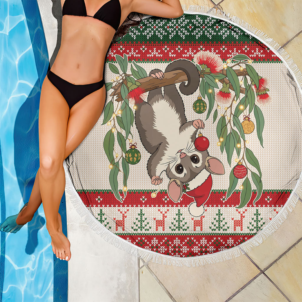 Aussie Sugar Glider Christmas Beach Blanket Festive Knitted Pattern Inspired