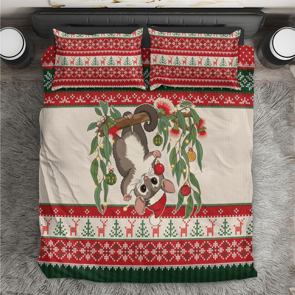 Aussie Sugar Glider Christmas Bedding Set Festive Knitted Pattern Inspired