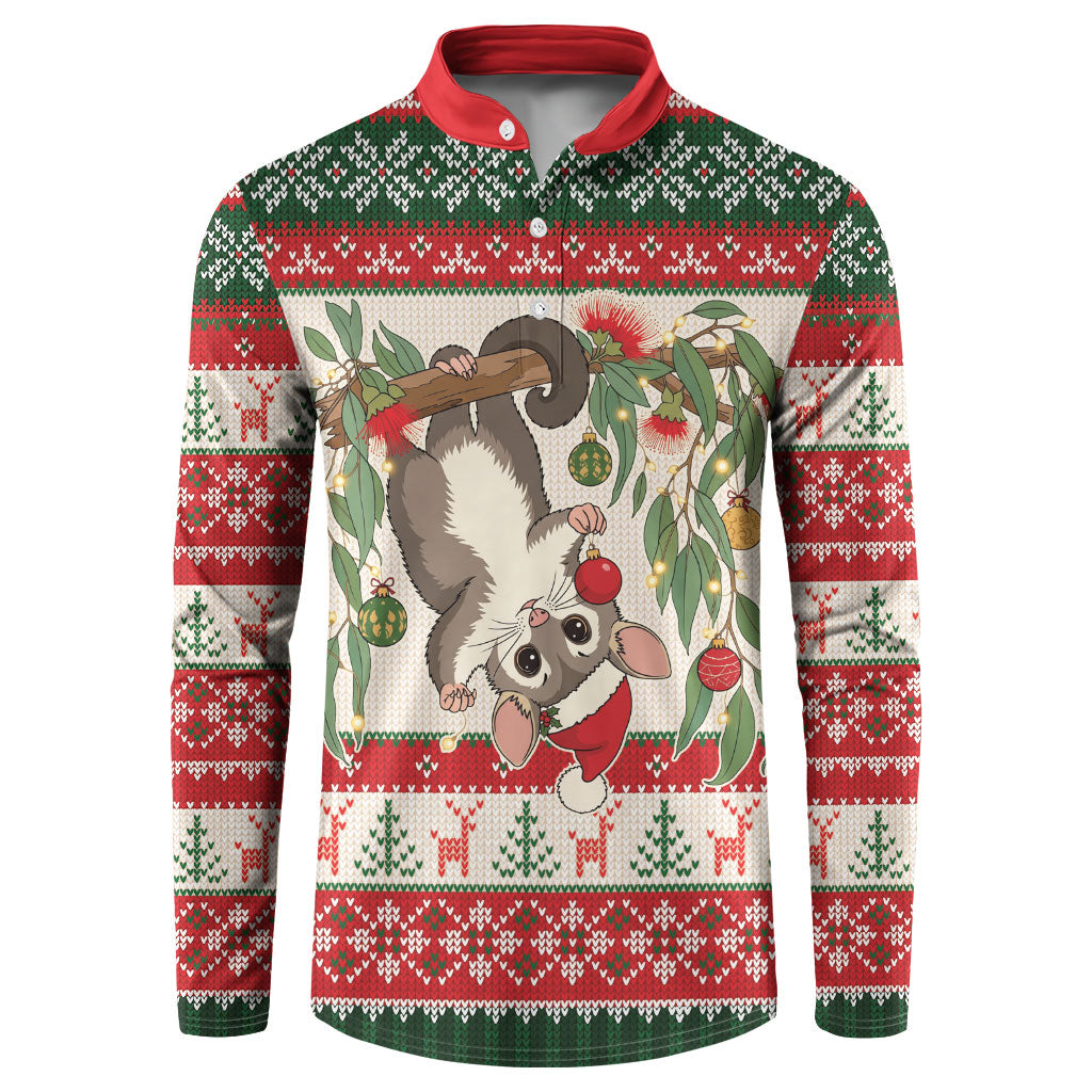 Aussie Sugar Glider Christmas Button Sweatshirt Festive Knitted Pattern Inspired