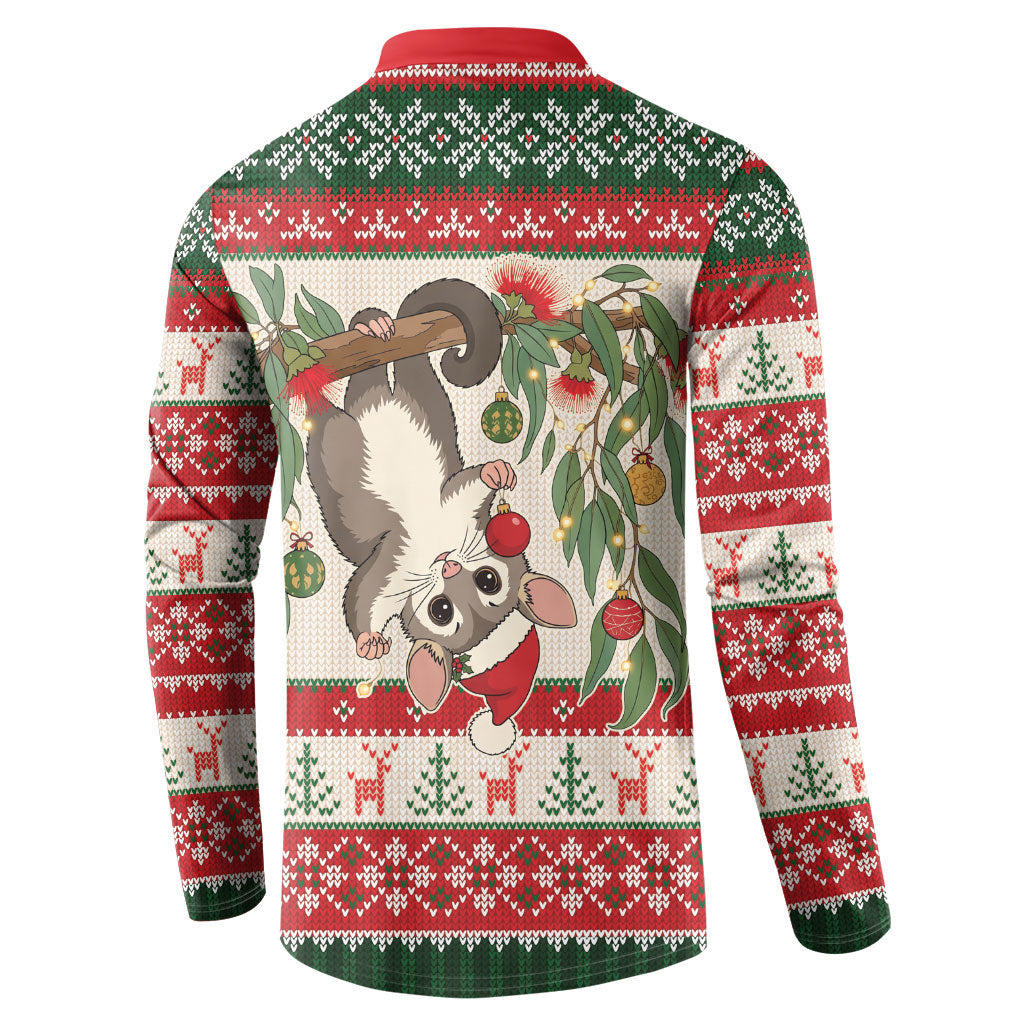 Aussie Sugar Glider Christmas Button Sweatshirt Festive Knitted Pattern Inspired