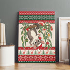 Aussie Sugar Glider Christmas Canvas Wall Art Festive Knitted Pattern Inspired