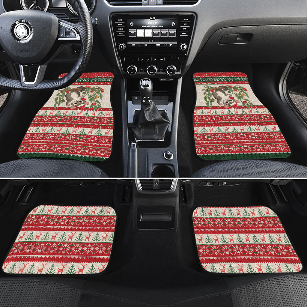 Aussie Sugar Glider Christmas Car Mats Festive Knitted Pattern Inspired