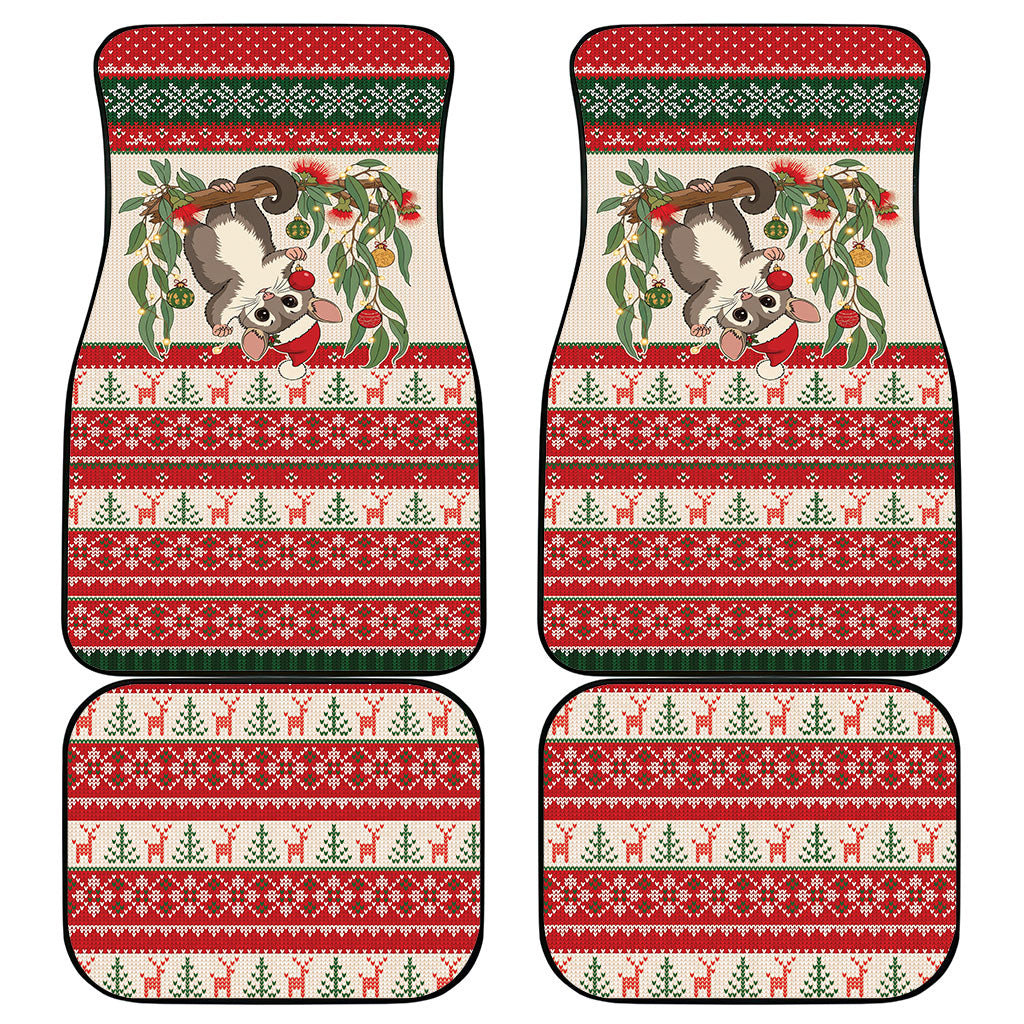 Aussie Sugar Glider Christmas Car Mats Festive Knitted Pattern Inspired