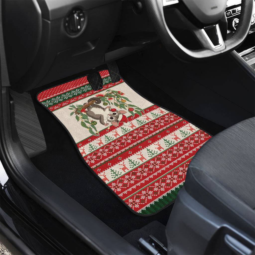 Aussie Sugar Glider Christmas Car Mats Festive Knitted Pattern Inspired