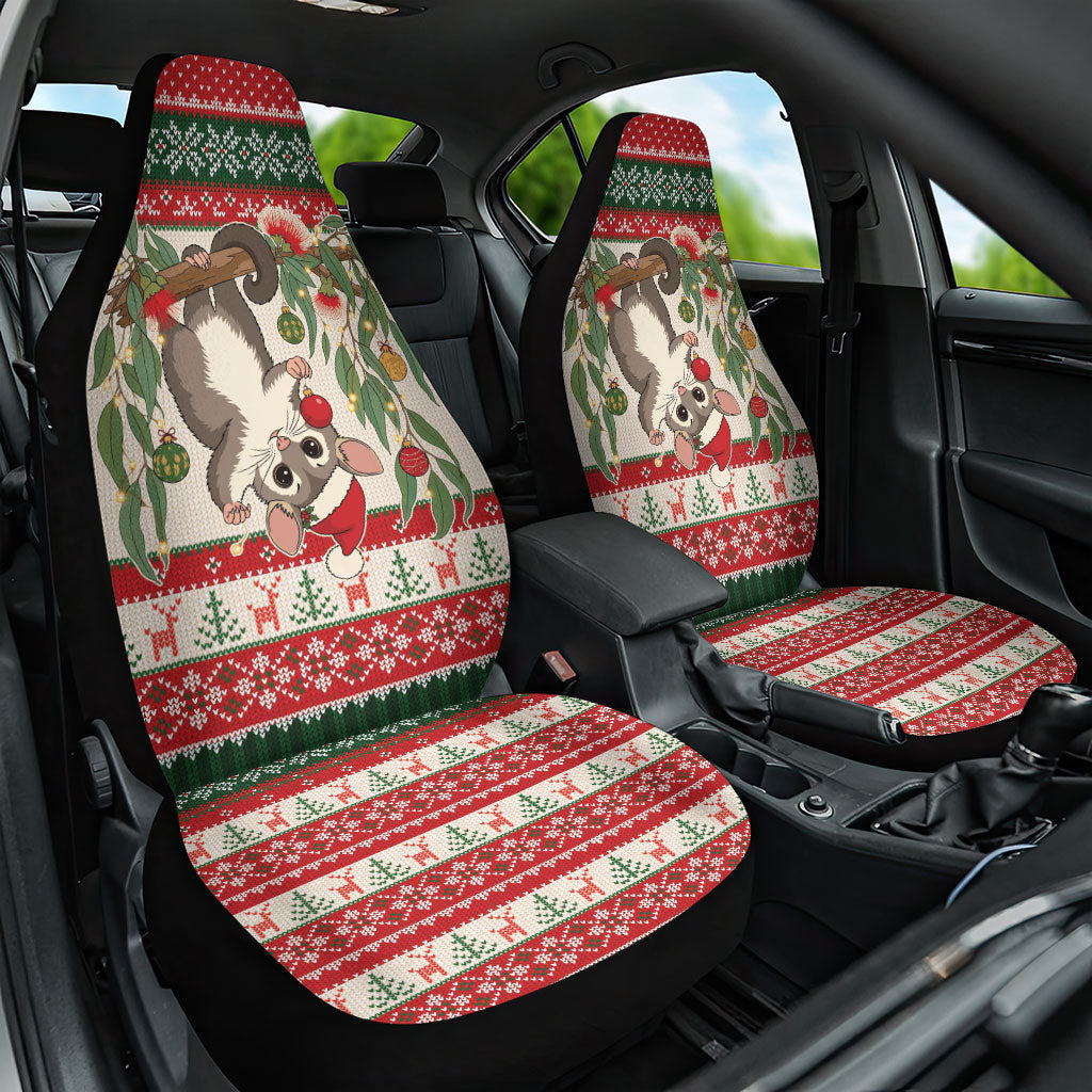 Aussie Sugar Glider Christmas Car Seat Cover Festive Knitted Pattern Inspired