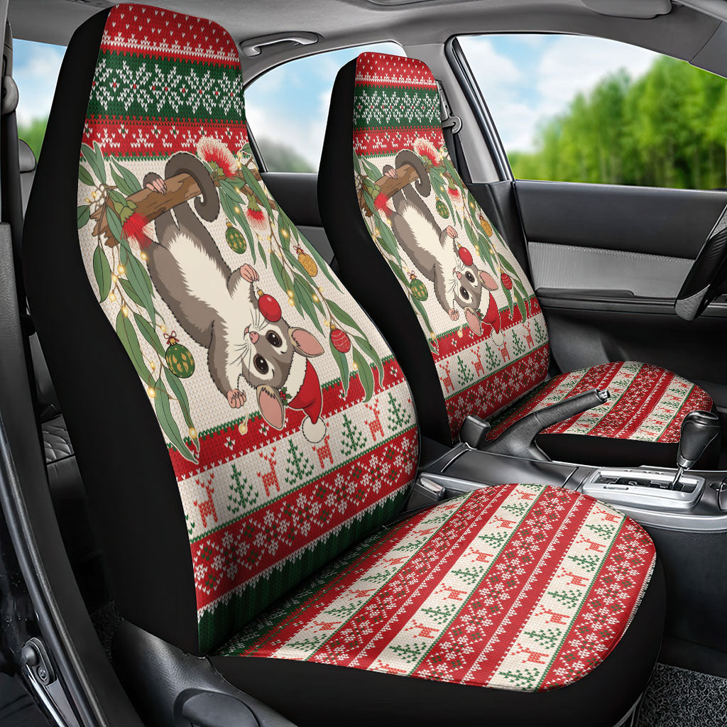 Aussie Sugar Glider Christmas Car Seat Cover Festive Knitted Pattern Inspired