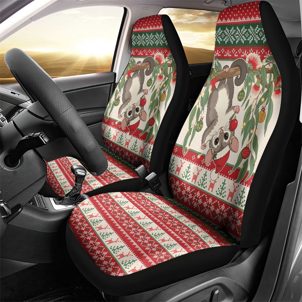 Aussie Sugar Glider Christmas Car Seat Cover Festive Knitted Pattern Inspired