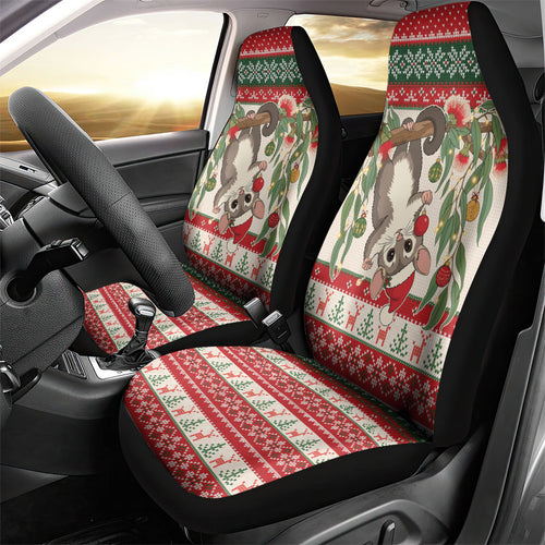 Aussie Sugar Glider Christmas Car Seat Cover Festive Knitted Pattern Inspired