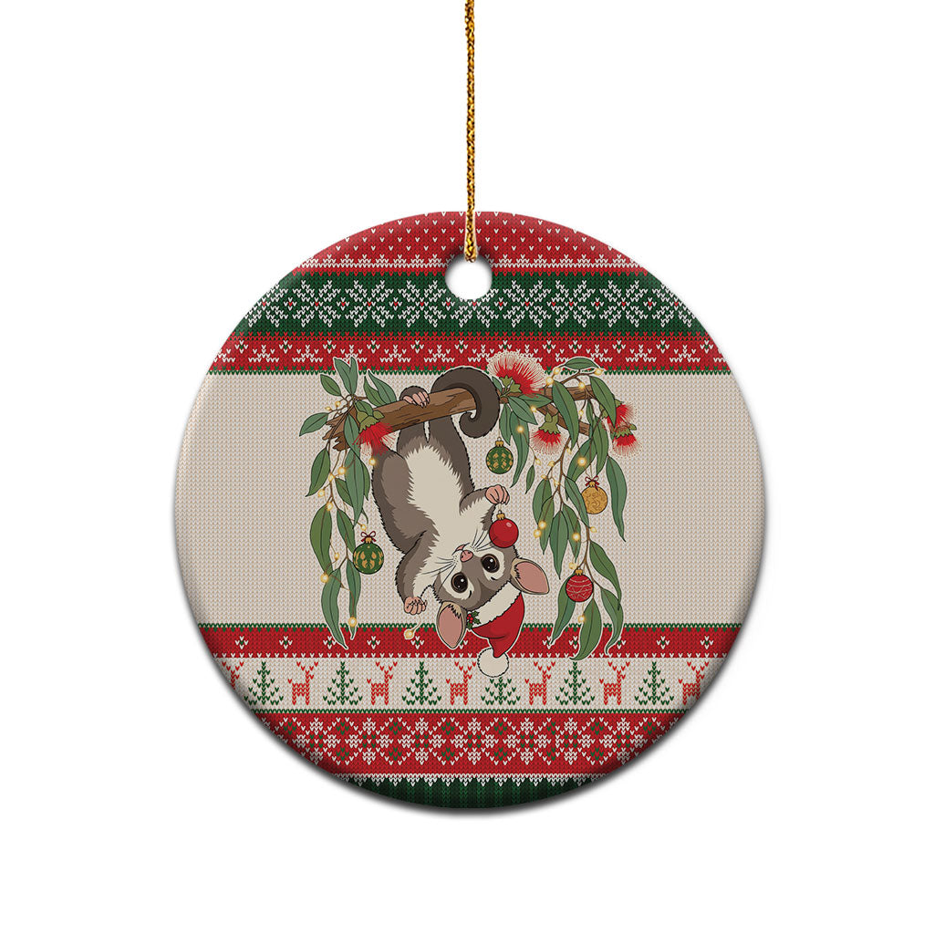 Aussie Sugar Glider Christmas Ceramic Ornament Festive Knitted Pattern Inspired