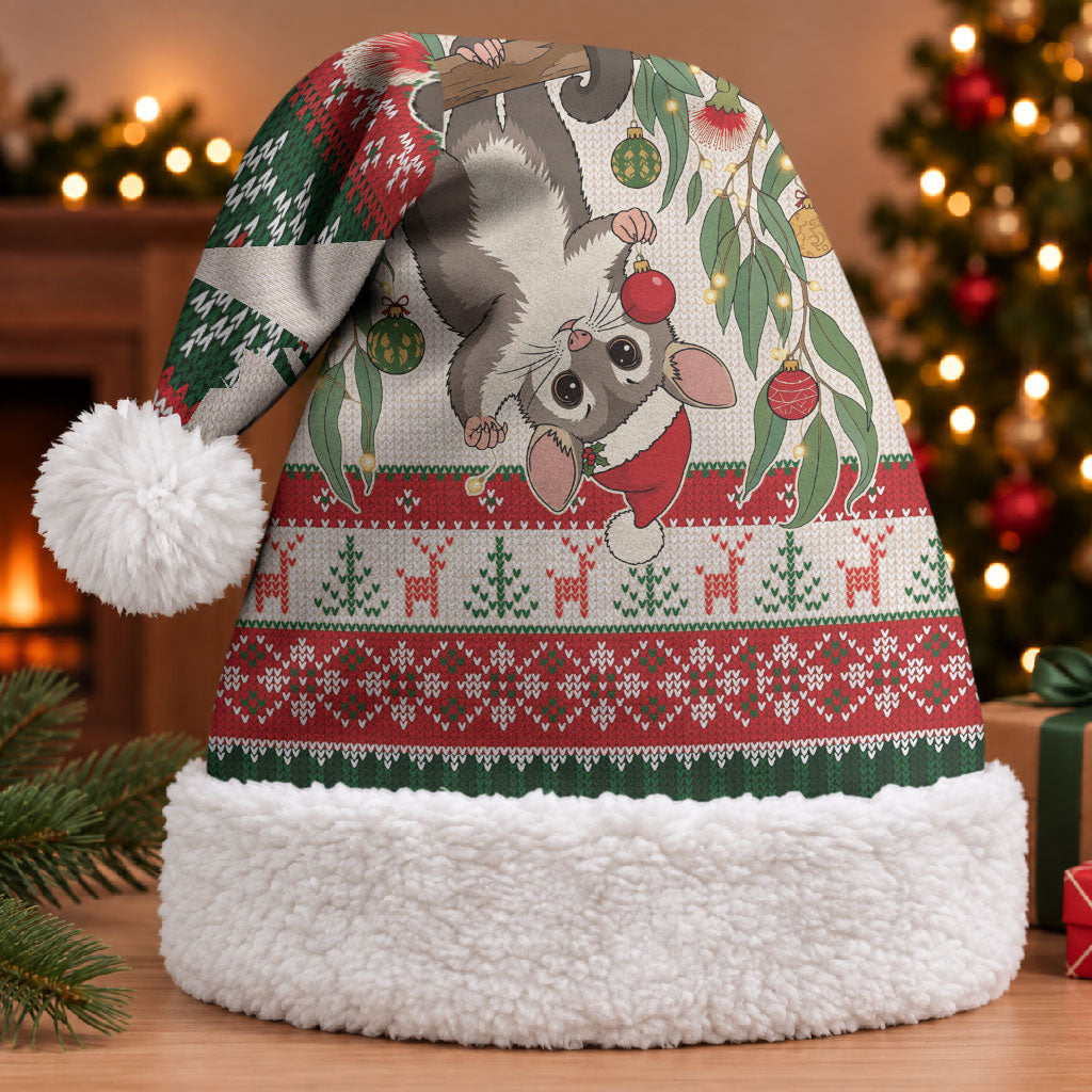 Aussie Sugar Glider Christmas Santa Hat Festive Knitted Pattern Inspired
