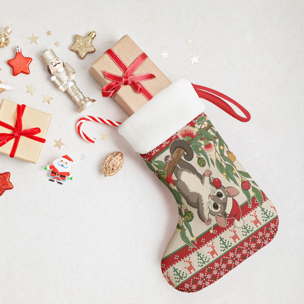 Aussie Sugar Glider Christmas Stocking Festive Knitted Pattern Inspired