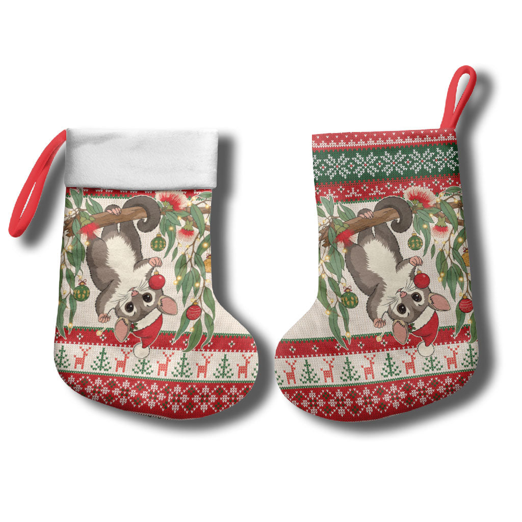 Aussie Sugar Glider Christmas Stocking Festive Knitted Pattern Inspired