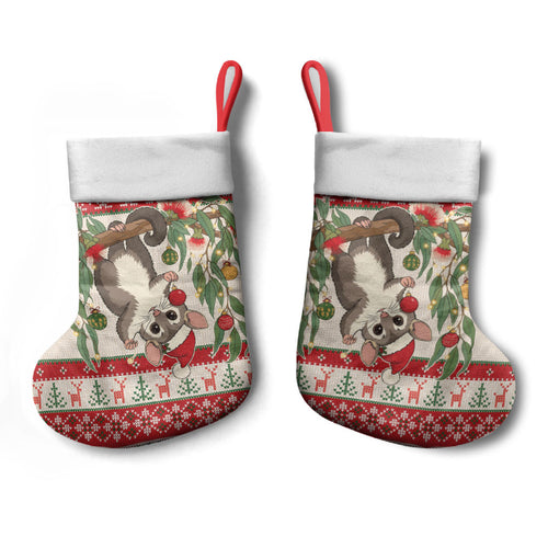 Aussie Sugar Glider Christmas Stocking Festive Knitted Pattern Inspired
