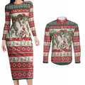 Aussie Sugar Glider Christmas Couples Matching Long Sleeve Bodycon Dress and Long Sleeve Button Shirt Festive Knitted Pattern Inspired