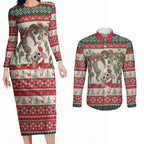Aussie Sugar Glider Christmas Couples Matching Long Sleeve Bodycon Dress and Long Sleeve Button Shirt Festive Knitted Pattern Inspired