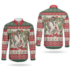 Aussie Sugar Glider Christmas Couples Matching Off The Shoulder Long Sleeve Dress and Long Sleeve Button Shirt Festive Knitted Pattern Inspired