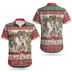 Aussie Sugar Glider Christmas Couples Matching Puletasi and Hawaiian Shirt Festive Knitted Pattern Inspired