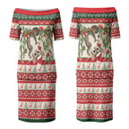 Aussie Sugar Glider Christmas Couples Matching Puletasi and Hawaiian Shirt Festive Knitted Pattern Inspired