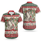 Aussie Sugar Glider Christmas Couples Matching Short Sleeve Bodycon Dress and Hawaiian Shirt Festive Knitted Pattern Inspired