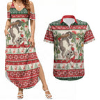 Aussie Sugar Glider Christmas Couples Matching Summer Maxi Dress and Hawaiian Shirt Festive Knitted Pattern Inspired