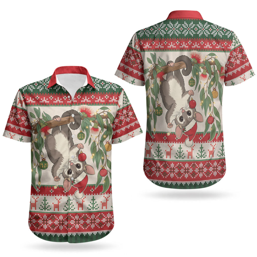 Aussie Sugar Glider Christmas Couples Matching Summer Maxi Dress and Hawaiian Shirt Festive Knitted Pattern Inspired