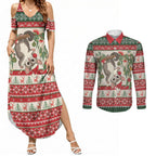 Aussie Sugar Glider Christmas Couples Matching Summer Maxi Dress and Long Sleeve Button Shirt Festive Knitted Pattern Inspired