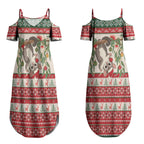 Aussie Sugar Glider Christmas Couples Matching Summer Maxi Dress and Long Sleeve Button Shirt Festive Knitted Pattern Inspired