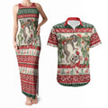 Aussie Sugar Glider Christmas Couples Matching Tank Maxi Dress and Hawaiian Shirt Festive Knitted Pattern Inspired