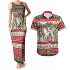 Aussie Sugar Glider Christmas Couples Matching Tank Maxi Dress and Hawaiian Shirt Festive Knitted Pattern Inspired