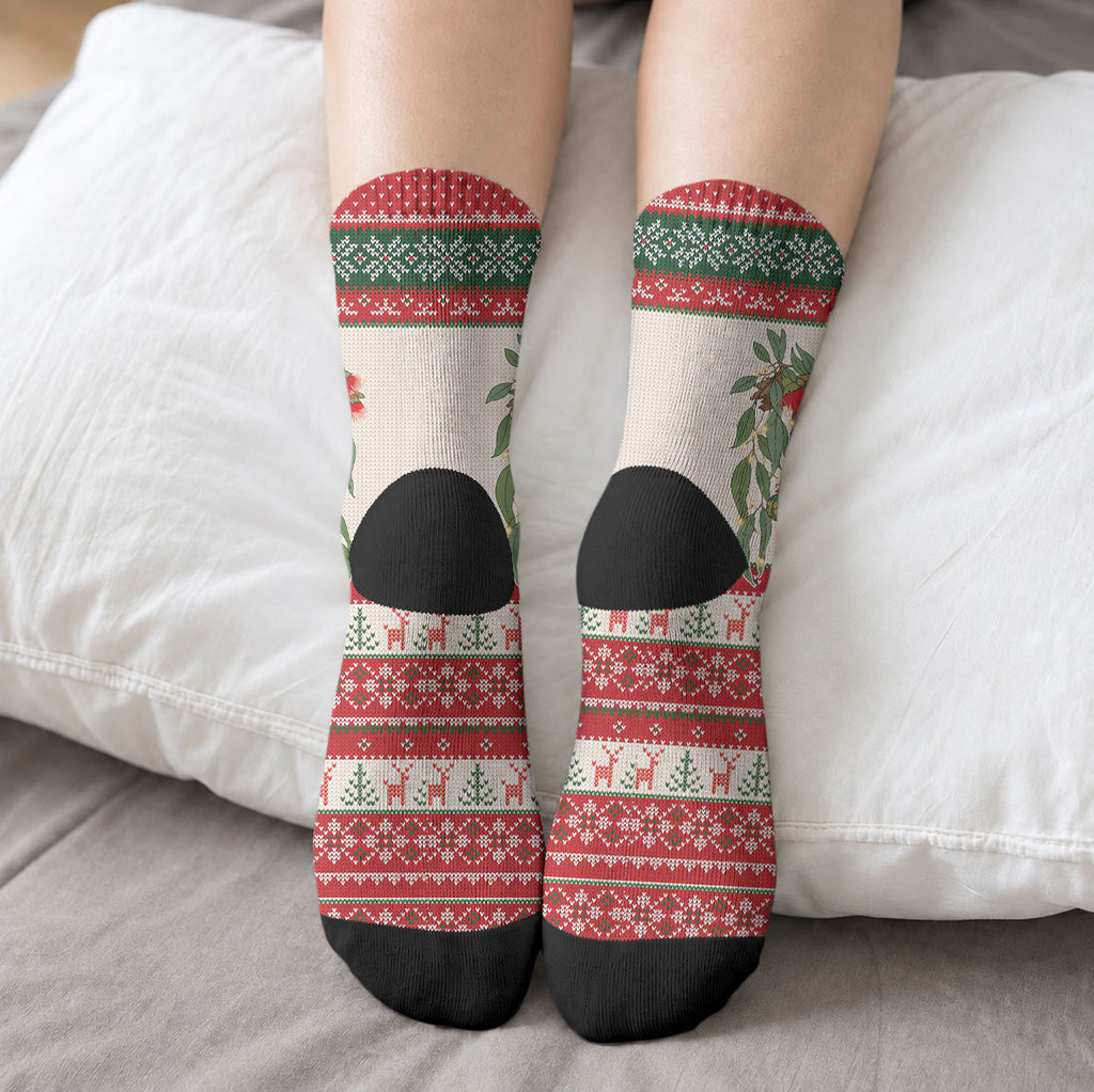 Aussie Sugar Glider Christmas Crew Socks Festive Knitted Pattern Inspired