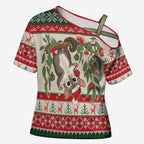Aussie Sugar Glider Christmas Cross Shoulder Shirt Festive Knitted Pattern Inspired