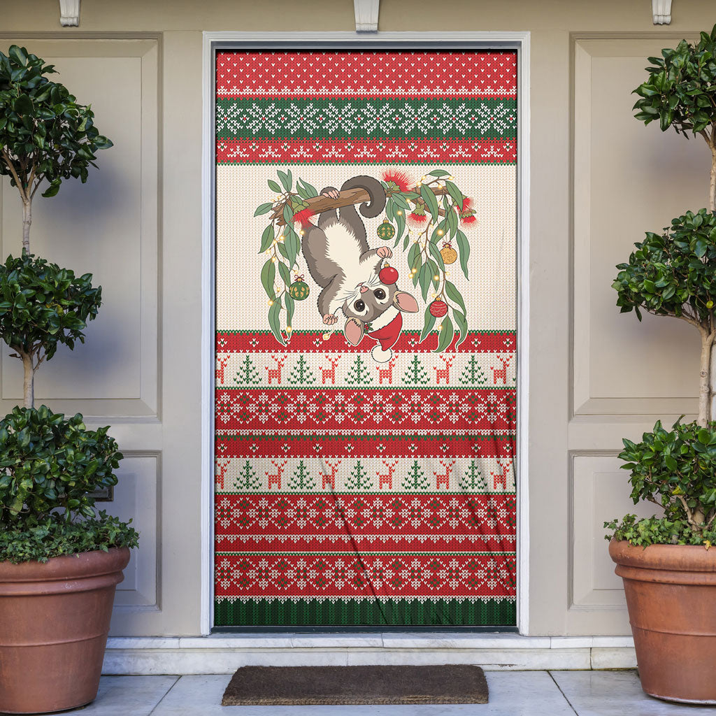Aussie Sugar Glider Christmas Door Cover Festive Knitted Pattern Inspired
