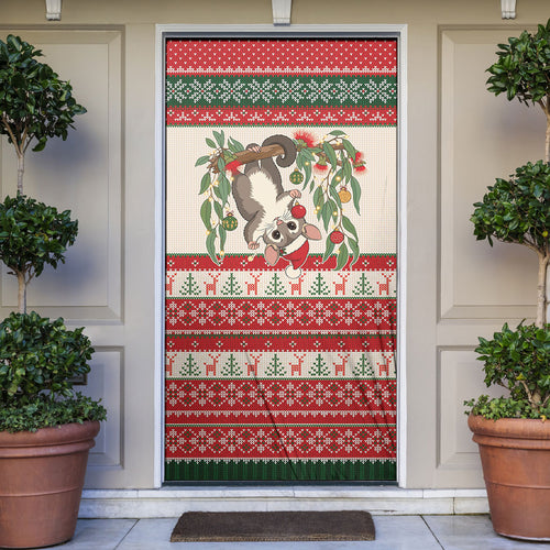 Aussie Sugar Glider Christmas Door Cover Festive Knitted Pattern Inspired