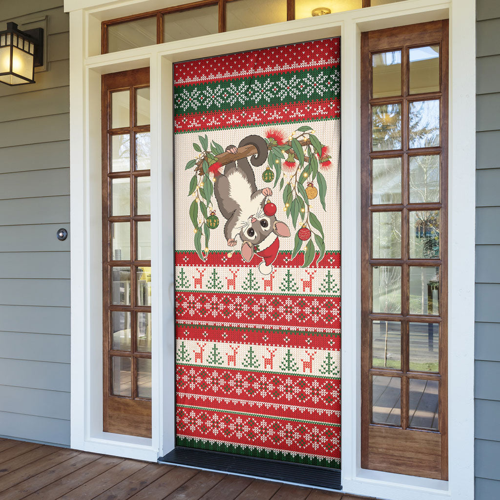 Aussie Sugar Glider Christmas Door Cover Festive Knitted Pattern Inspired