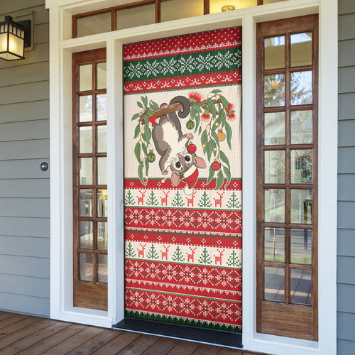 Aussie Sugar Glider Christmas Door Cover Festive Knitted Pattern Inspired