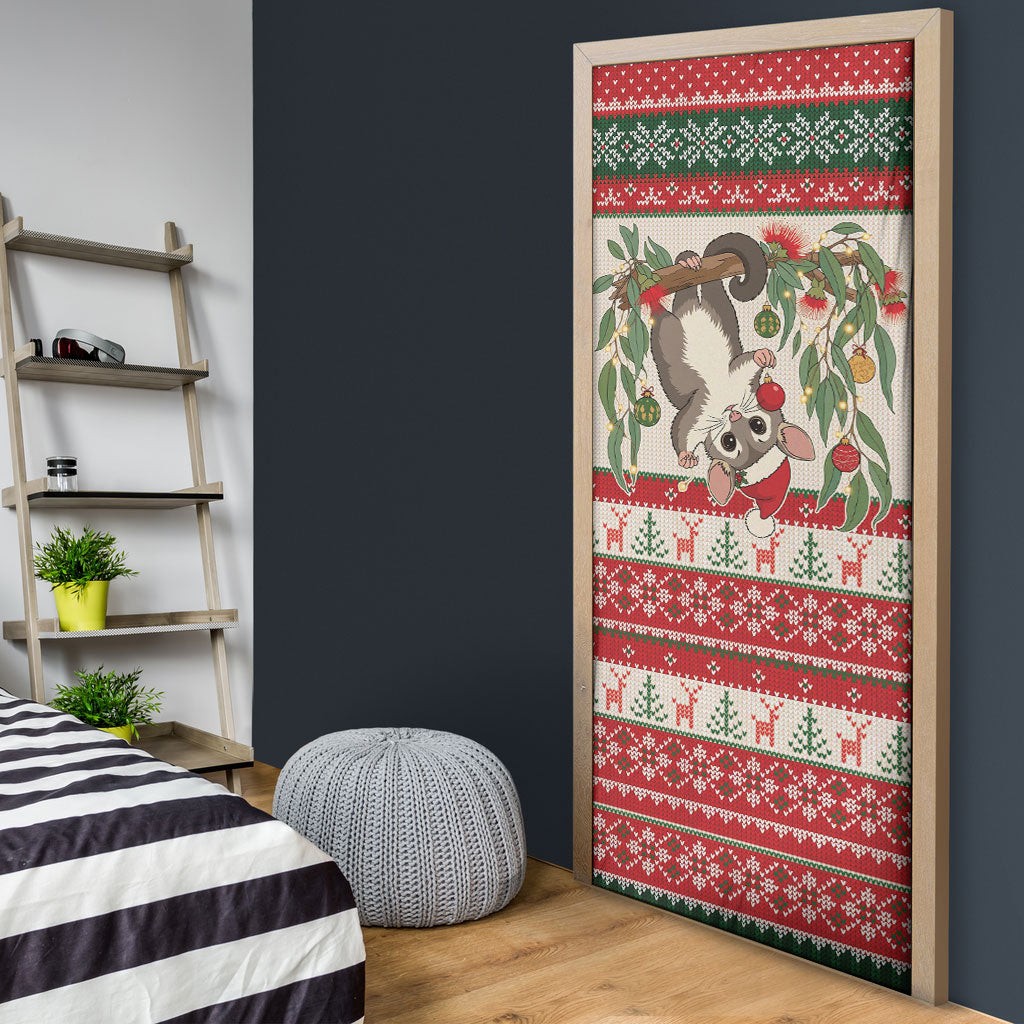 Aussie Sugar Glider Christmas Door Cover Festive Knitted Pattern Inspired