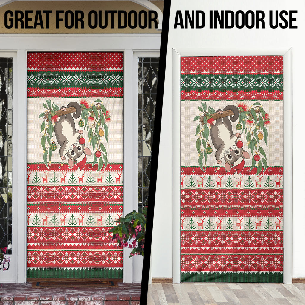 Aussie Sugar Glider Christmas Door Cover Festive Knitted Pattern Inspired