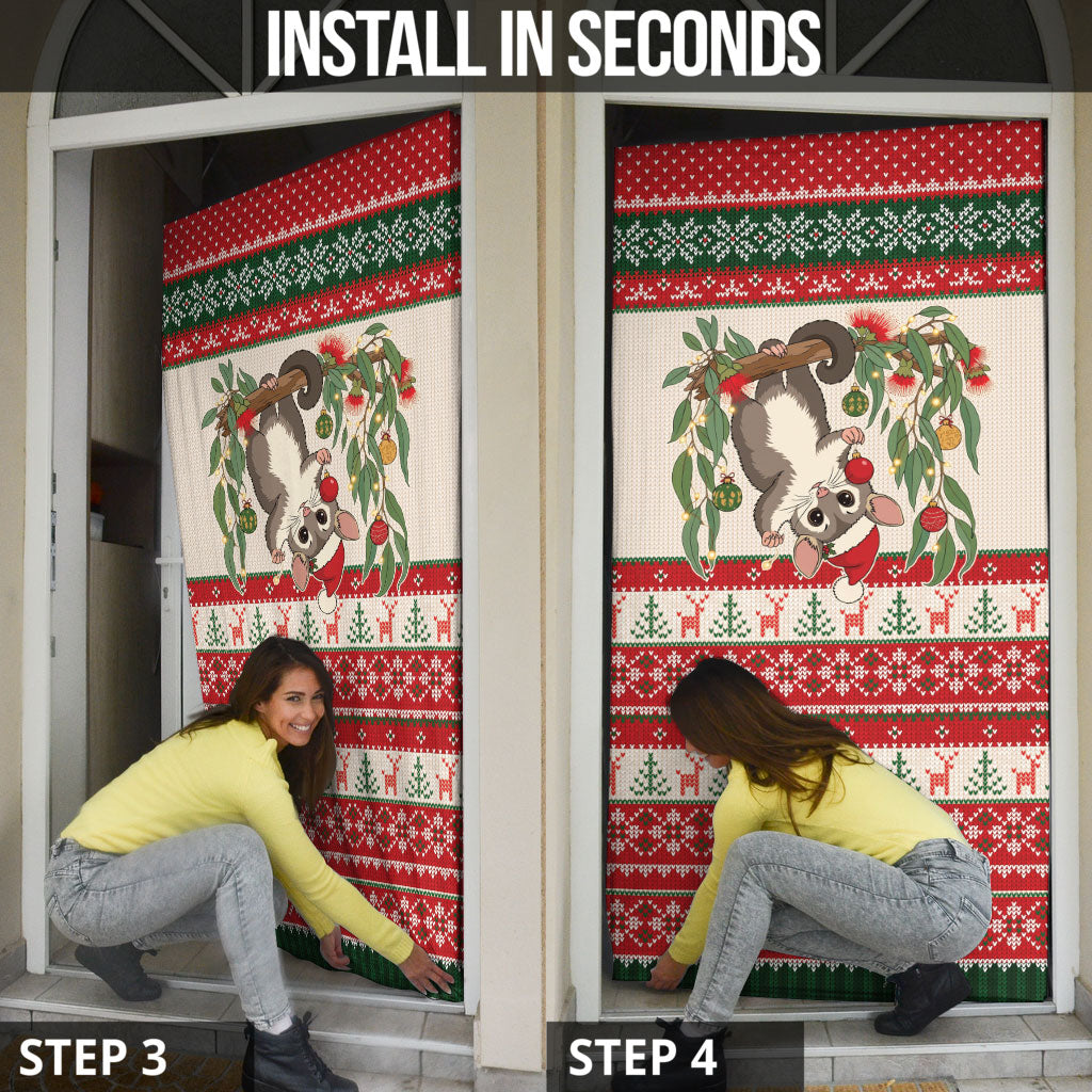 Aussie Sugar Glider Christmas Door Cover Festive Knitted Pattern Inspired