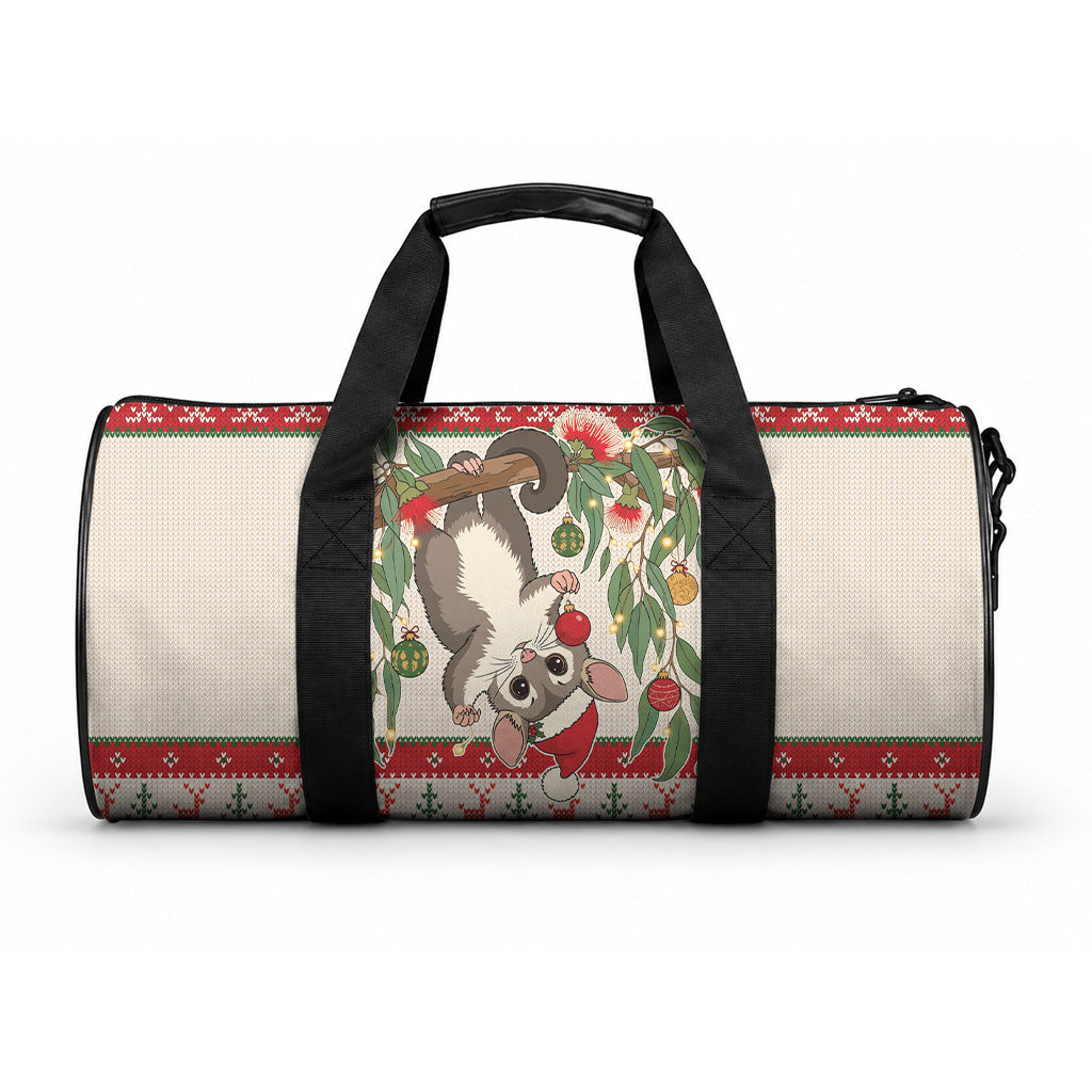 Aussie Sugar Glider Christmas Duffle Bag Festive Knitted Pattern Inspired