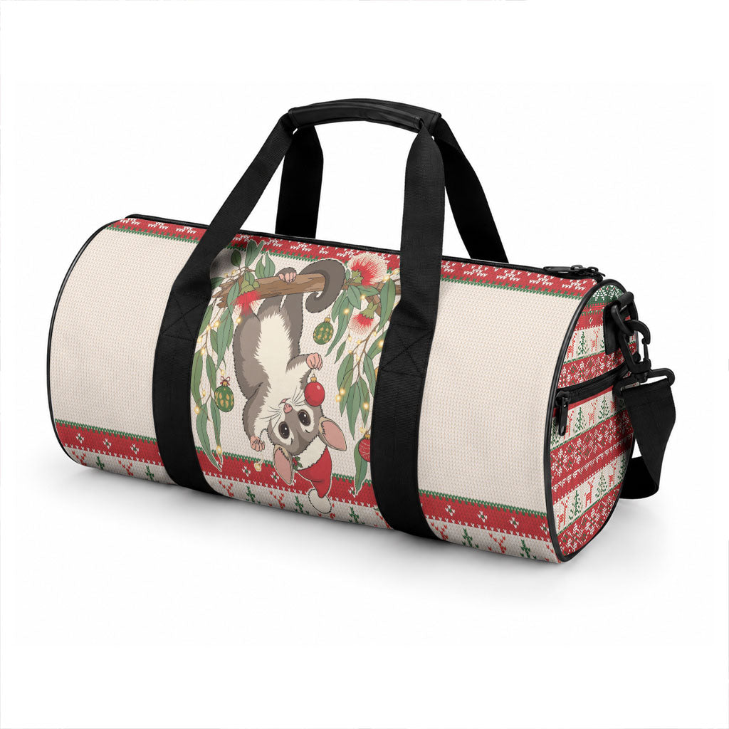 Aussie Sugar Glider Christmas Duffle Bag Festive Knitted Pattern Inspired