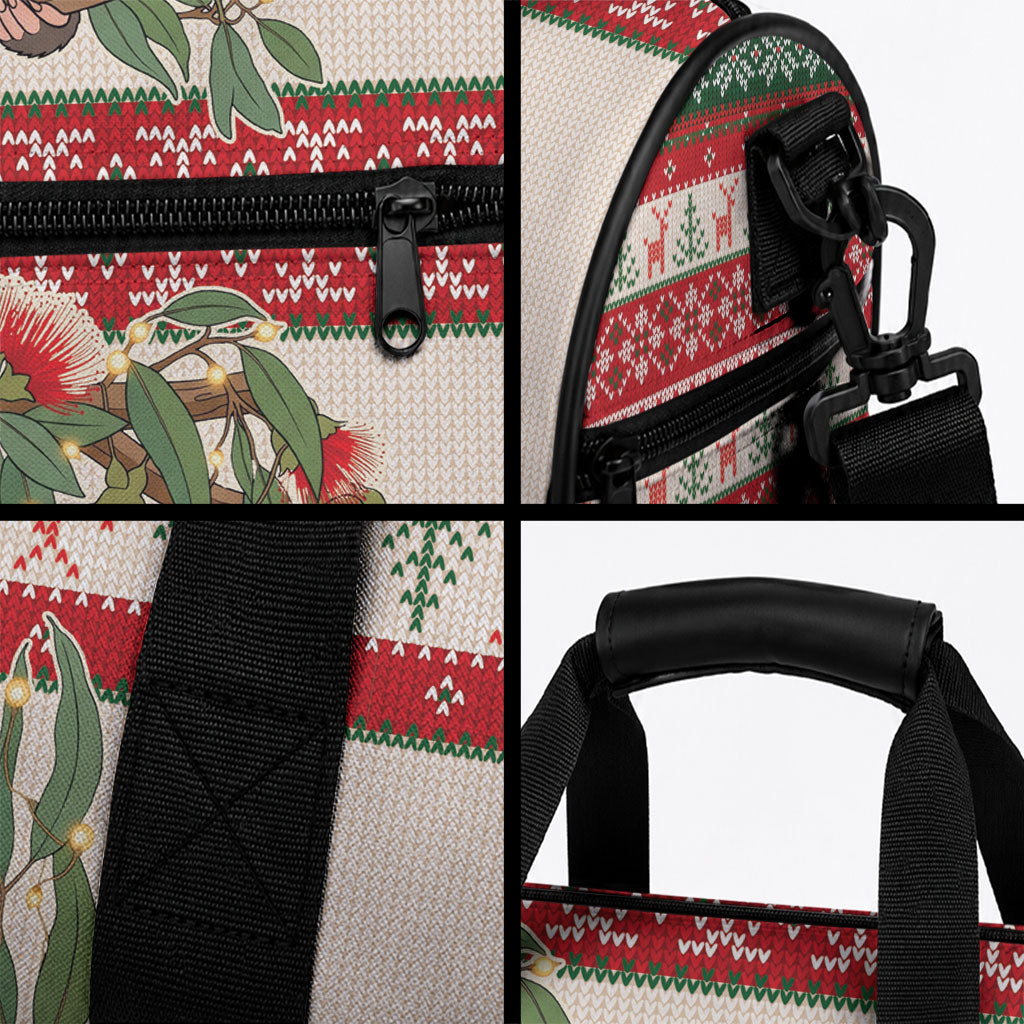 Aussie Sugar Glider Christmas Duffle Bag Festive Knitted Pattern Inspired