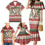 Aussie Sugar Glider Christmas Family Matching Mermaid Dress and Hawaiian Shirt Festive Knitted Pattern Inspired