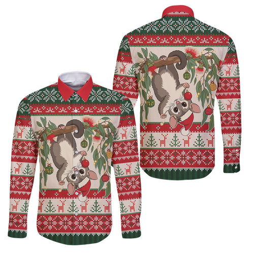 Aussie Sugar Glider Christmas Family Matching Mermaid Dress and Hawaiian Shirt Festive Knitted Pattern Inspired