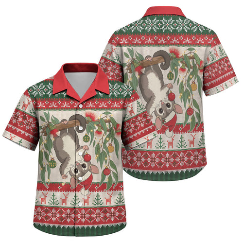 Aussie Sugar Glider Christmas Family Matching Mermaid Dress and Hawaiian Shirt Festive Knitted Pattern Inspired