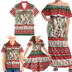 Aussie Sugar Glider Christmas Family Matching Off Shoulder Maxi Dress and Hawaiian Shirt Festive Knitted Pattern Inspired