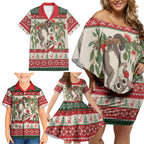 Aussie Sugar Glider Christmas Family Matching Off Shoulder Short Dress and Hawaiian Shirt Festive Knitted Pattern Inspired