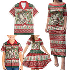 Aussie Sugar Glider Christmas Family Matching Puletasi and Hawaiian Shirt Festive Knitted Pattern Inspired