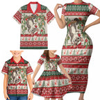 Aussie Sugar Glider Christmas Family Matching Short Sleeve Bodycon Dress and Hawaiian Shirt Festive Knitted Pattern Inspired